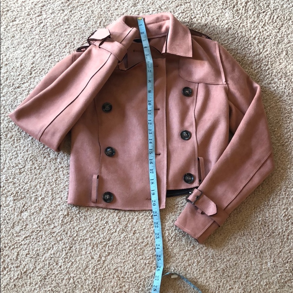 NWT suede moto trench coat/jacket Sz XS - Picture 5 of 8
